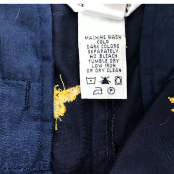 Lilly Pulitzer Navy Blue Yellow Wasp Embroidered Main Line Fit Pants Size 2 - Picture 7 of 9